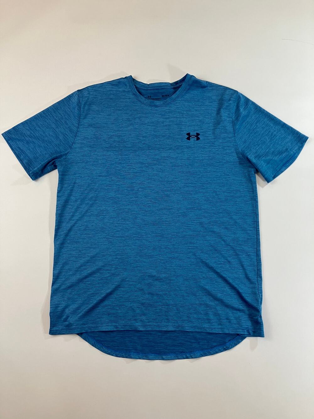 Under Armour UA Tech Vent Men M Blue Heather Short Sleeve Running Training Shirt